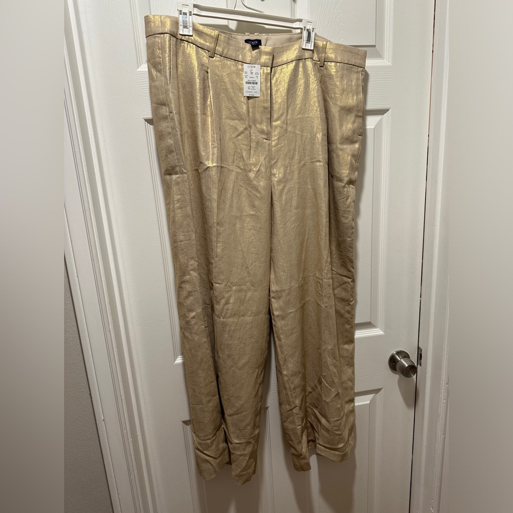 J.Crew Gold Shimmer Linen Pants